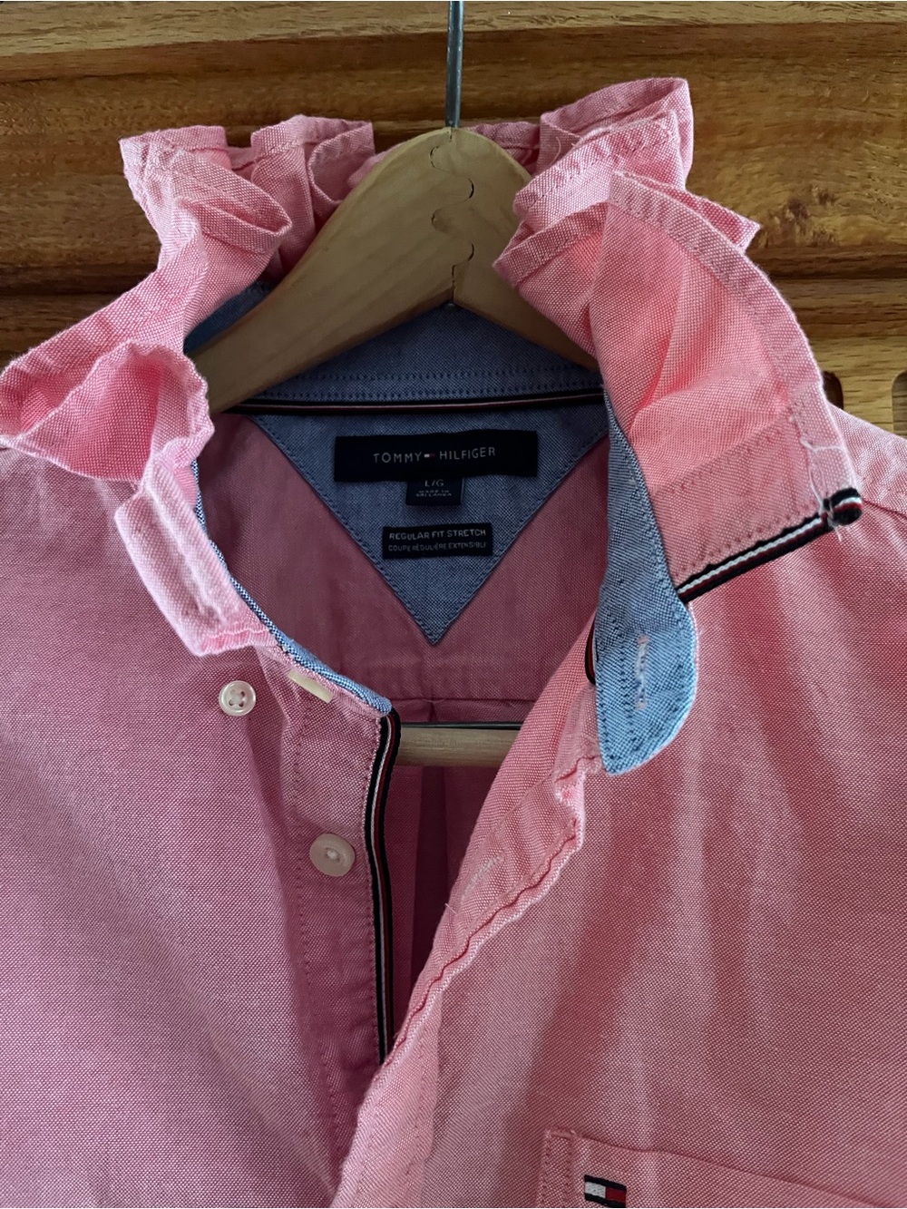 Tommy Hilfiger Fluffed Upcycled button-Down Oxford Shirt with Contrast trim